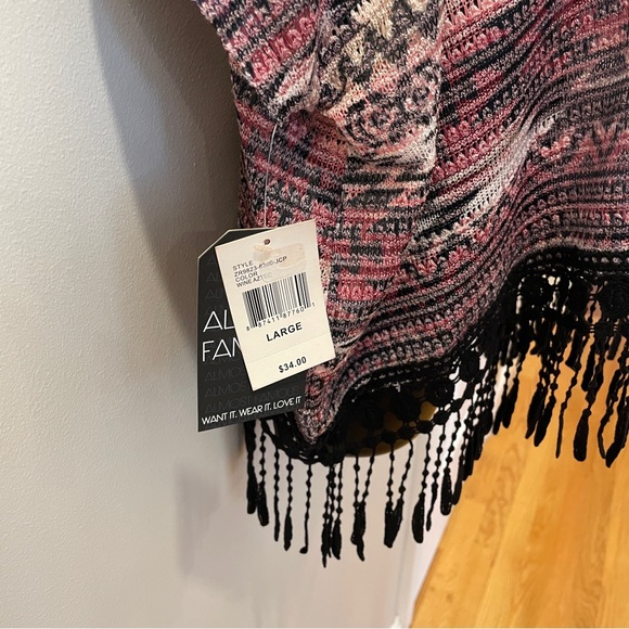 Women's Multicolor Knit Poncho Top - Picture 2 of 6